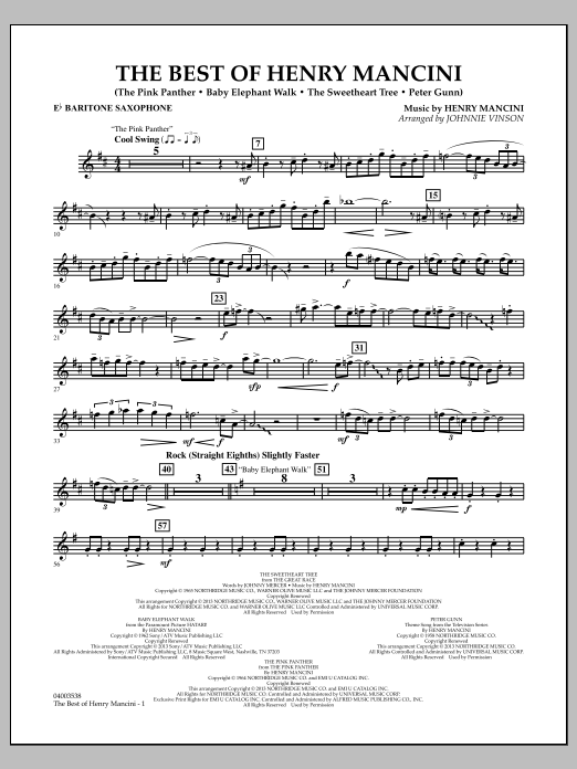 Learn to play Johnnie Vinson The Best of Henry Mancini - Eb Baritone Saxophone sheet music for Concert Band in minutes. Johnnie Vinson The Best of Henry Mancini - Eb Baritone Saxophone sheet music notes and chords