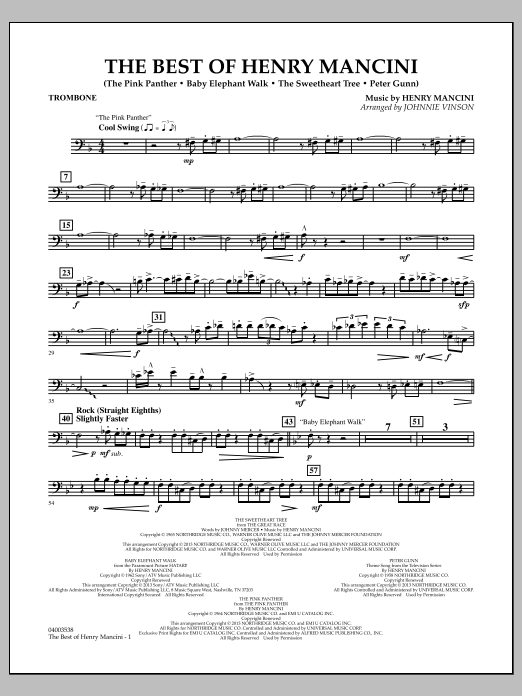 Learn to play Johnnie Vinson The Best of Henry Mancini - Trombone sheet music for Concert Band in minutes. Johnnie Vinson The Best of Henry Mancini - Trombone sheet music notes and chords