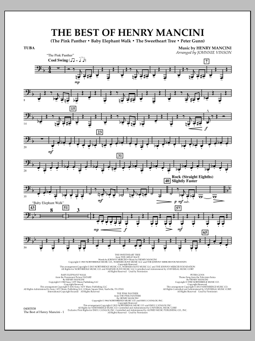 Learn to play Johnnie Vinson The Best of Henry Mancini - Tuba sheet music for Concert Band in minutes. Johnnie Vinson The Best of Henry Mancini - Tuba sheet music notes and chords
