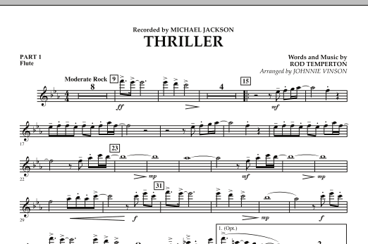 Learn to play Johnnie Vinson Thriller - Pt.1 - Flute sheet music for Concert Band in minutes. Johnnie Vinson Thriller - Pt.1 - Flute sheet music preview music notes and score for Concert Band including 1 page(s)
