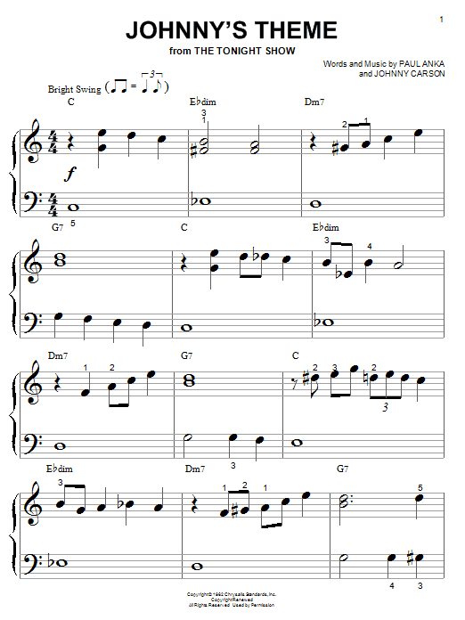 Learn to play Johnny Carson Johnny's Theme sheet music for Piano in minutes. Johnny Carson Johnny's Theme sheet music notes and chords