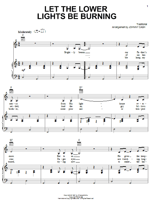Learn to play Johnny Cash Let The Lower Lights Be Burning sheet music for Piano, Vocal & Guitar (Right-Hand Melody) in minutes. Johnny Cash Let The Lower Lights Be Burning sheet music notes and chords