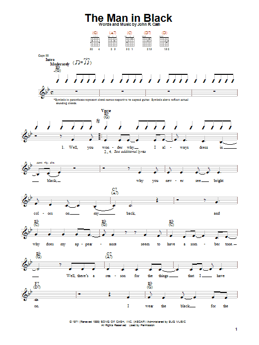 Learn to play Johnny Cash The Man In Black sheet music for Guitar with strumming patterns in minutes. Johnny Cash The Man In Black sheet music notes and chords