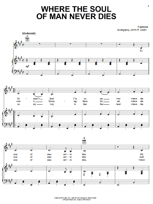 Learn to play Johnny Cash Where The Soul Of Man Never Dies sheet music for Piano, Vocal & Guitar (Right-Hand Melody) in minutes. Johnny Cash Where The Soul Of Man Never Dies sheet music notes and chords
