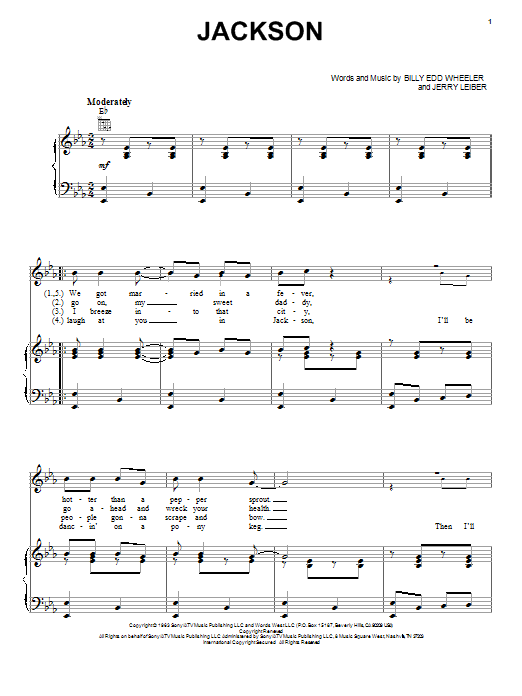 Learn to play Johnny Cash & June Carter Jackson sheet music for Piano, Vocal & Guitar (Right-Hand Melody) in minutes. Johnny Cash & June Carter Jackson sheet music notes and chords