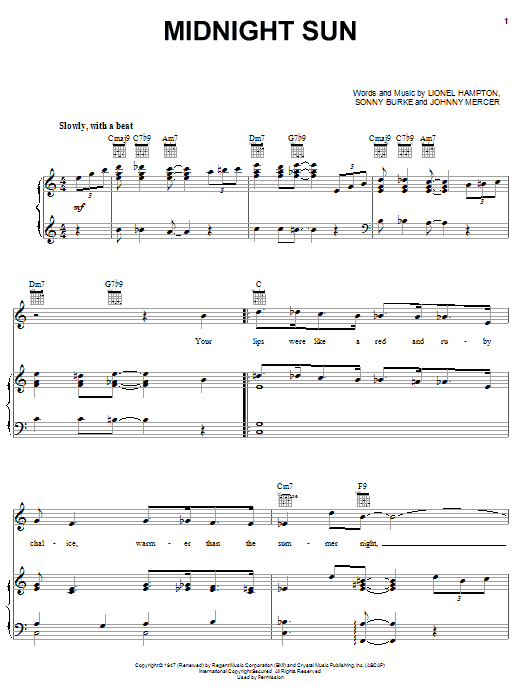 Learn to play Johnny Mercer Midnight Sun sheet music for Piano, Vocal & Guitar (Right-Hand Melody) in minutes. Johnny Mercer Midnight Sun sheet music notes and chords
