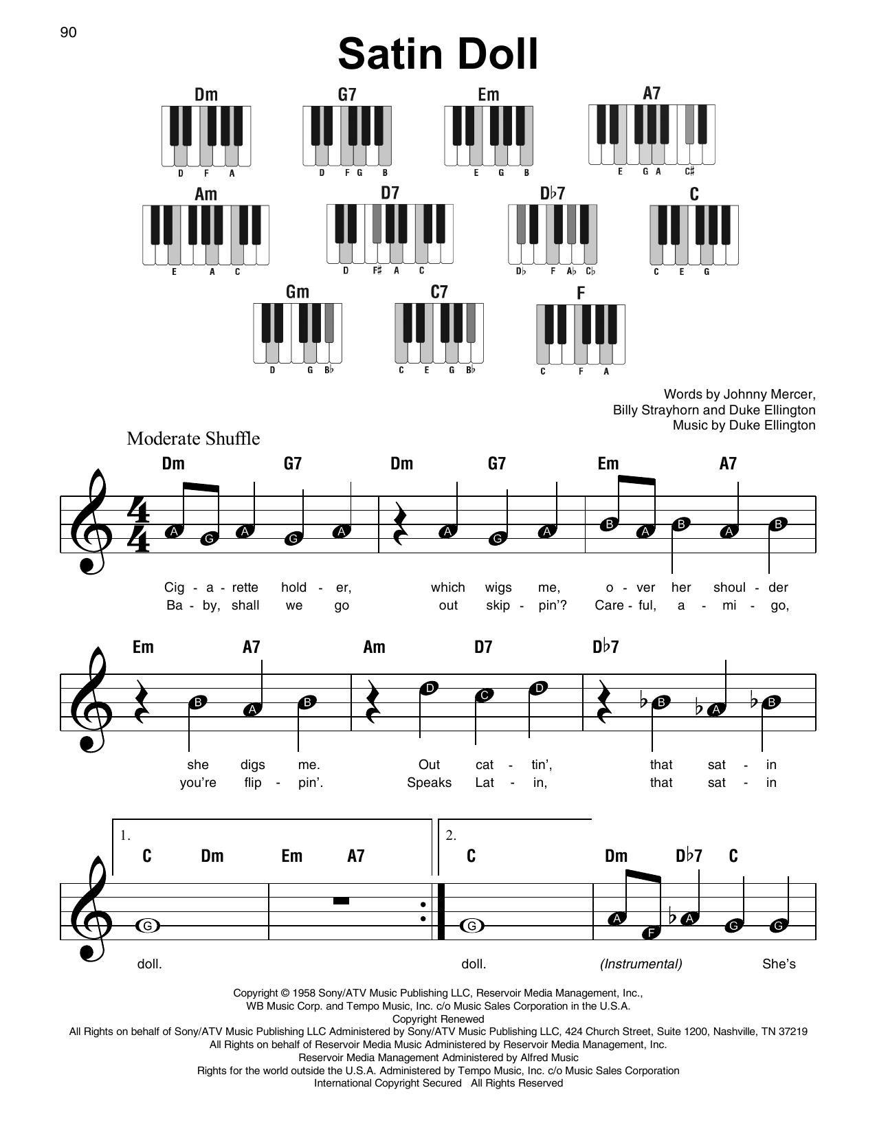 Learn to play Johnny Mercer Satin Doll sheet music for Piano Transcription in minutes. Johnny Mercer Satin Doll sheet music preview music notes and score for Piano Transcription including 15 page(s)