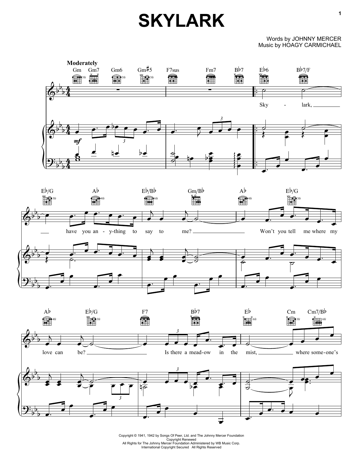 Learn to play Johnny Mercer Skylark sheet music for Piano, Vocal & Guitar (Right-Hand Melody) in minutes. Johnny Mercer Skylark sheet music notes and chords