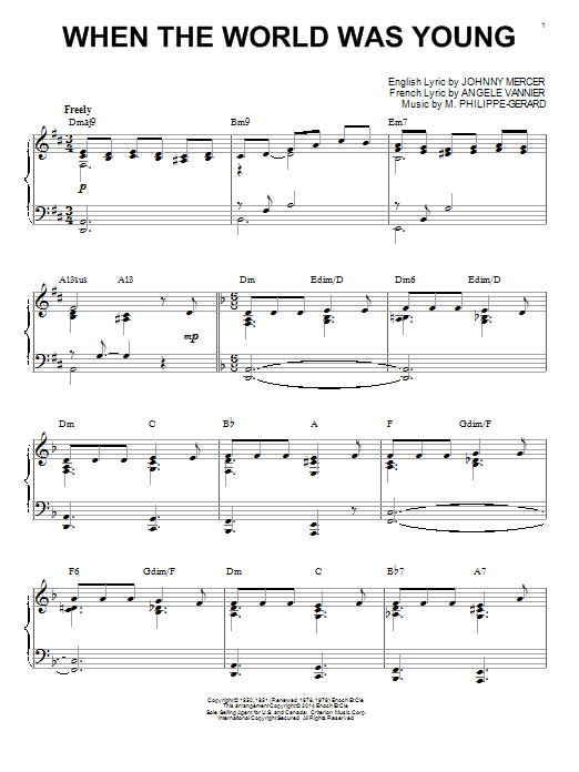 Learn to play Johnny Mercer When The World Was Young sheet music for Piano in minutes. Johnny Mercer When The World Was Young sheet music notes and chords
