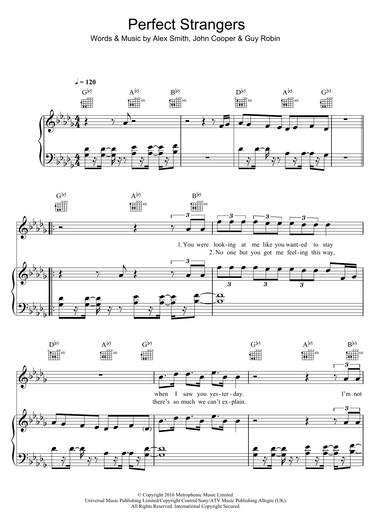 Jonas Blue "Perfect Strangers (Featuring JP Cooper)" Sheet Music.