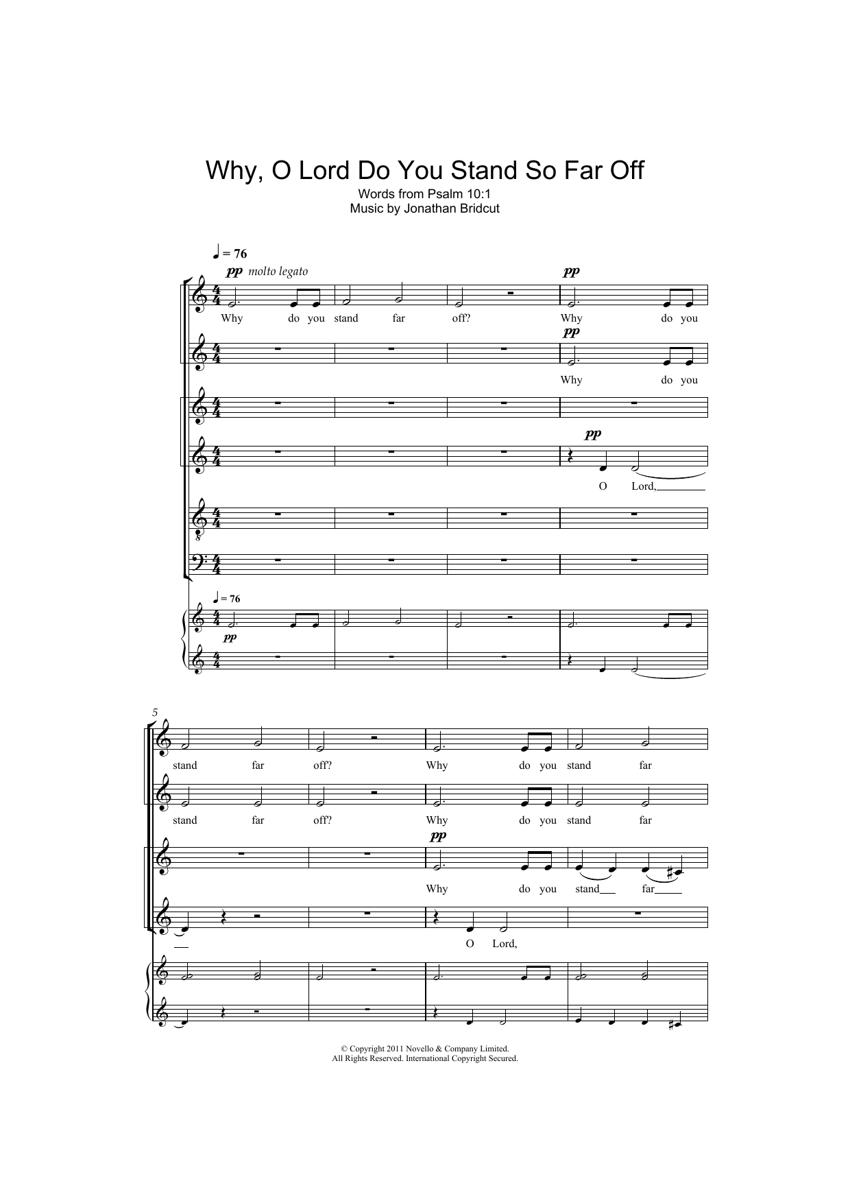 Jonathan Bridcut Why, O Lord Do You Stand So Far Off sheet music, chords, lyrics - Printable PDF for SATB Choir