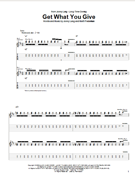 Learn to play Jonny Lang Get What You Give sheet music for Guitar Tab in minutes. Jonny Lang Get What You Give sheet music preview music notes and score for Guitar Tab including 9 page(s)