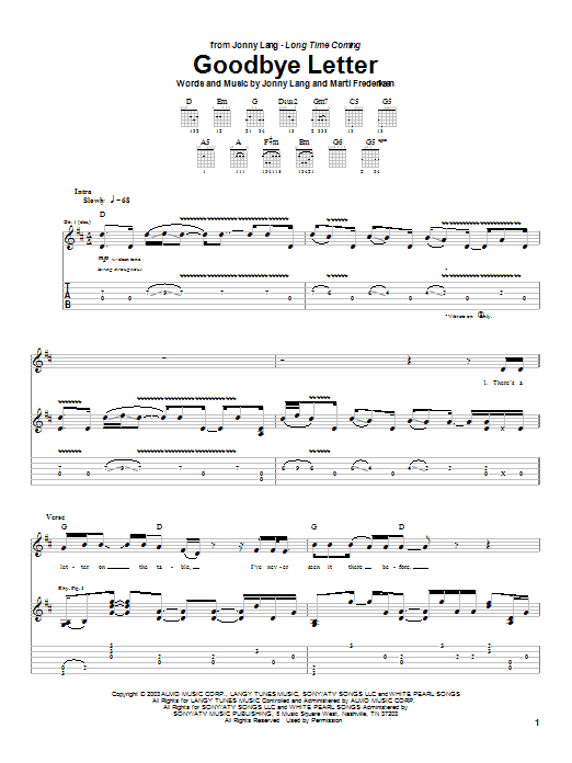 Learn to play Jonny Lang Goodbye Letter sheet music for Guitar Tab in minutes. Jonny Lang Goodbye Letter sheet music preview music notes and score for Guitar Tab including 11 page(s)