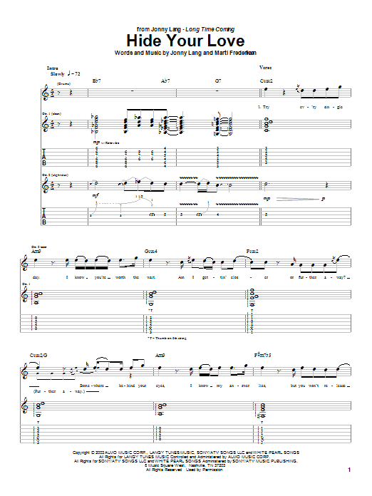 Learn to play Jonny Lang Hide Your Love sheet music for Guitar Tab in minutes. Jonny Lang Hide Your Love sheet music preview music notes and score for Guitar Tab including 11 page(s)