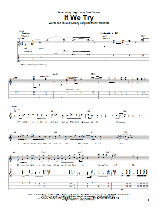 Learn to play Jonny Lang If We Try sheet music for Guitar Tab in minutes. Jonny Lang If We Try sheet music preview music notes and score for Guitar Tab including 13 page(s)