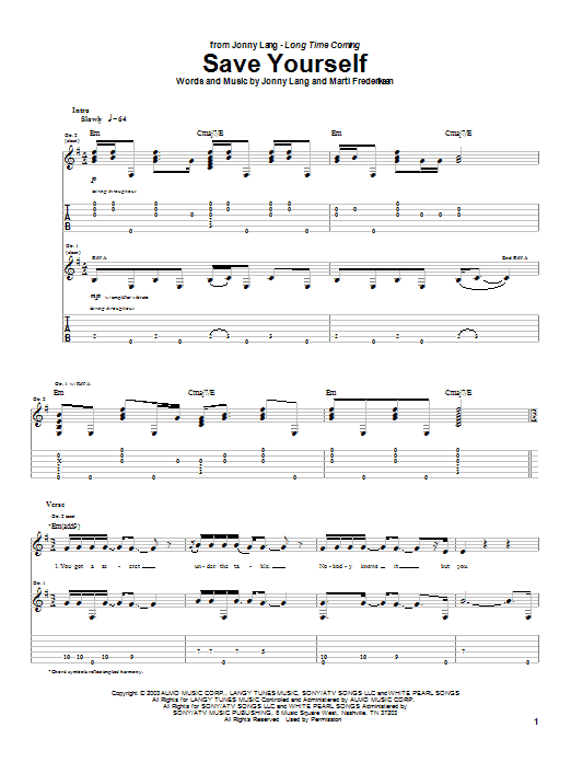 Learn to play Jonny Lang Save Yourself sheet music for Guitar Tab in minutes. Jonny Lang Save Yourself sheet music preview music notes and score for Guitar Tab including 8 page(s)