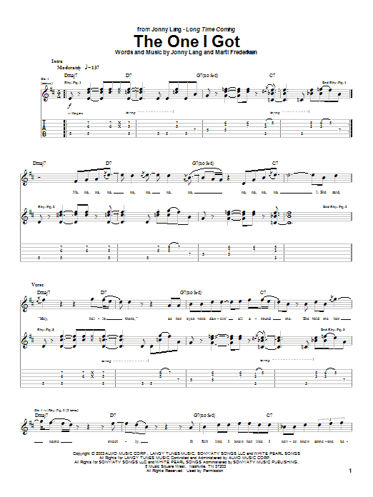 Learn to play Jonny Lang The One I Got sheet music for Guitar Tab in minutes. Jonny Lang The One I Got sheet music preview music notes and score for Guitar Tab including 10 page(s)