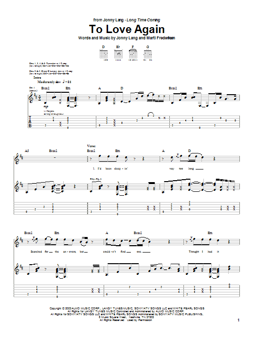 Learn to play Jonny Lang To Love Again sheet music for Guitar Tab in minutes. Jonny Lang To Love Again sheet music preview music notes and score for Guitar Tab including 7 page(s)