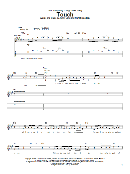 Learn to play Jonny Lang Touch sheet music for Guitar Tab in minutes. Jonny Lang Touch sheet music preview music notes and score for Guitar Tab including 7 page(s)