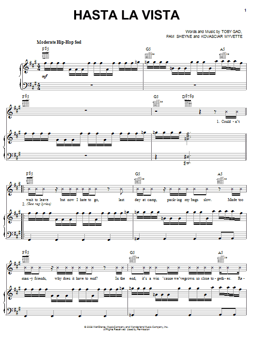 Learn to play Jordan Francis Hasta La Vista sheet music for Piano, Vocal & Guitar (Right-Hand Melody) in minutes. Jordan Francis Hasta La Vista sheet music preview music notes and score for Piano, Vocal & Guitar (Right-Hand Melody) including 5 page(s)