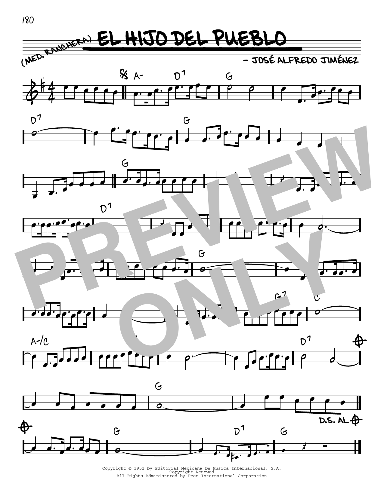 Learn to play Jose Alfredo Jimenez El Hijo Del Pueblo sheet music for Real Book – Melody & Chords in minutes. Jose Alfredo Jimenez El Hijo Del Pueblo sheet music preview music notes and score for Real Book – Melody & Chords including 1 page(s)