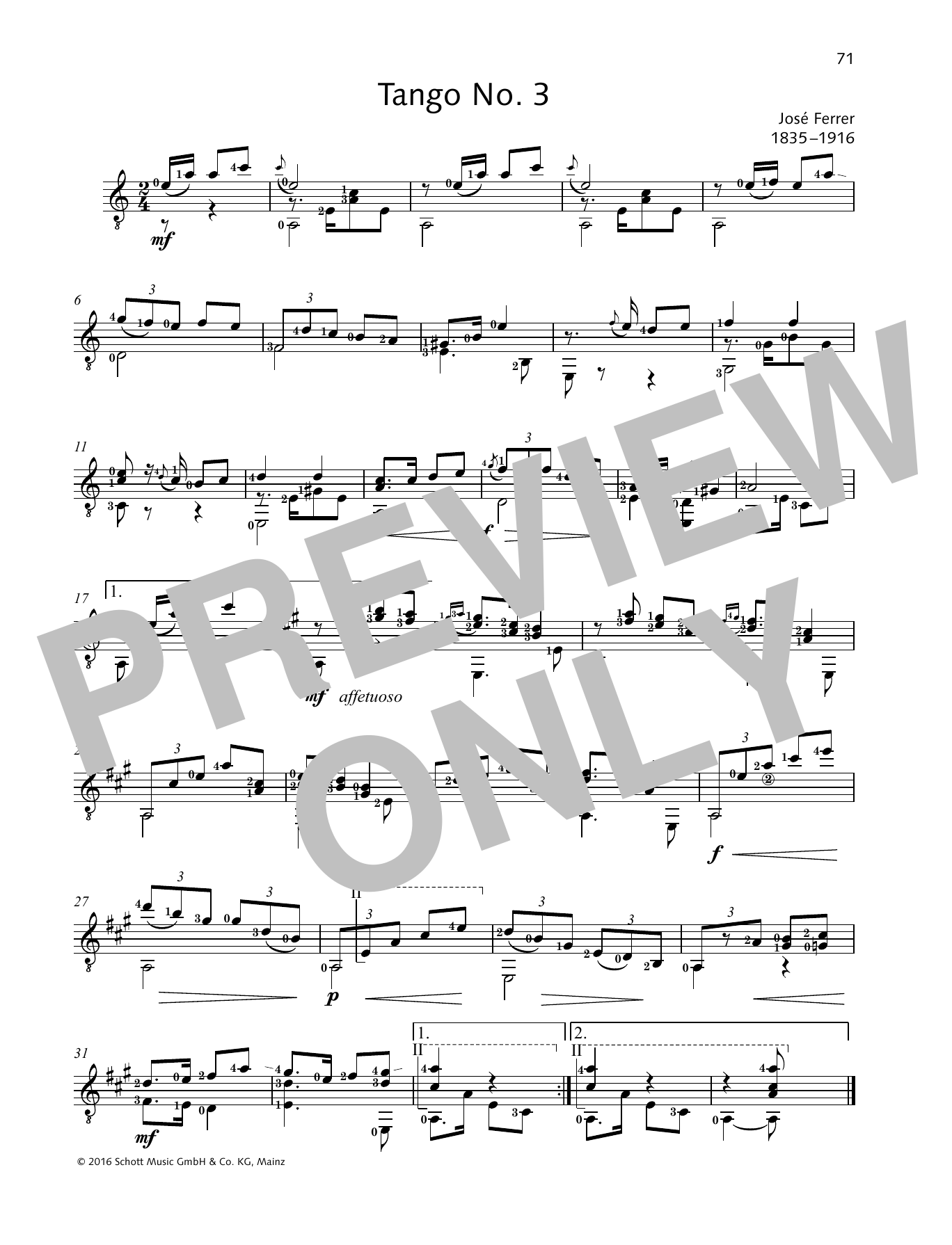 Learn to play Jose Ferrer Tango No. 3 sheet music for Solo Guitar Tab in minutes. Jose Ferrer Tango No. 3 sheet music preview music notes and score for Solo Guitar Tab including 1 page(s)
