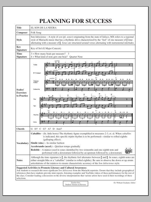 Learn to play Jose Hernandez El Son de la Negra - Planning for Success sheet music for Concert Band in minutes. Jose Hernandez El Son de la Negra - Planning for Success sheet music notes and chords