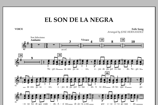 Learn to play Jose Hernandez El Son de la Negra - Vocal sheet music for Concert Band in minutes. Jose Hernandez El Son de la Negra - Vocal sheet music notes and chords