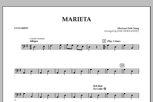 Learn to play Jose Hernandez Marieta - Guitarron sheet music for Concert Band in minutes. Jose Hernandez Marieta - Guitarron sheet music notes and chords