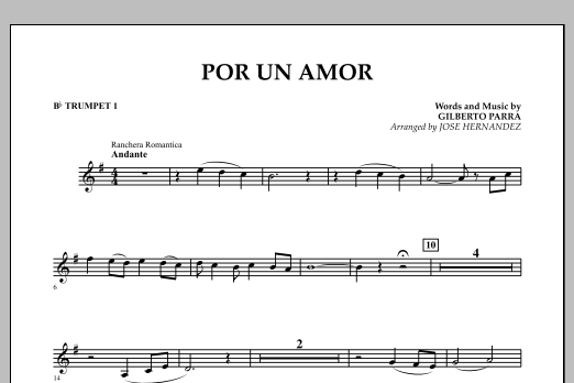 Learn to play Jose Hernandez Por Un Amor - Bb Trumpet 1 sheet music for Concert Band in minutes. Jose Hernandez Por Un Amor - Bb Trumpet 1 sheet music notes and chords