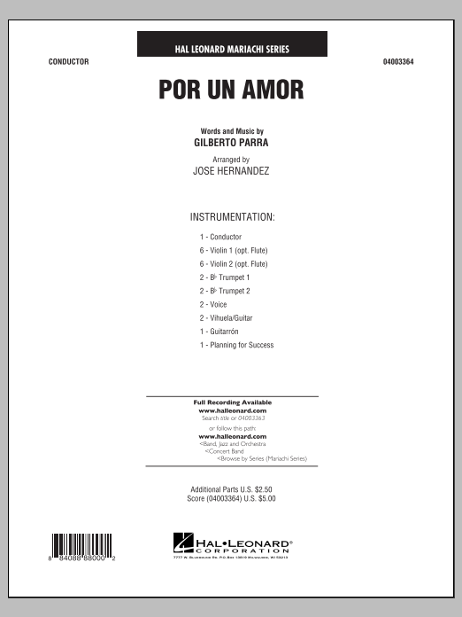 Learn to play Jose Hernandez Por Un Amor - Full Score sheet music for Concert Band in minutes. Jose Hernandez Por Un Amor - Full Score sheet music notes and chords