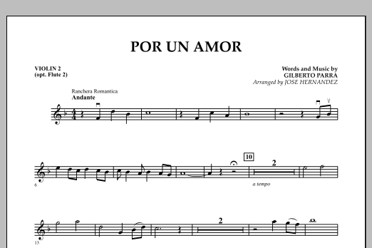 Learn to play Jose Hernandez Por Un Amor - Violin 2 sheet music for Concert Band in minutes. Jose Hernandez Por Un Amor - Violin 2 sheet music notes and chords
