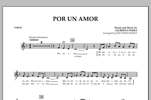 Learn to play Jose Hernandez Por Un Amor - Vocal sheet music for Concert Band in minutes. Jose Hernandez Por Un Amor - Vocal sheet music notes and chords