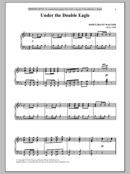 Learn to play Josef Franz Wagner Under The Double Eagle sheet music for Piano in minutes. Josef Franz Wagner Under The Double Eagle sheet music notes and chords
