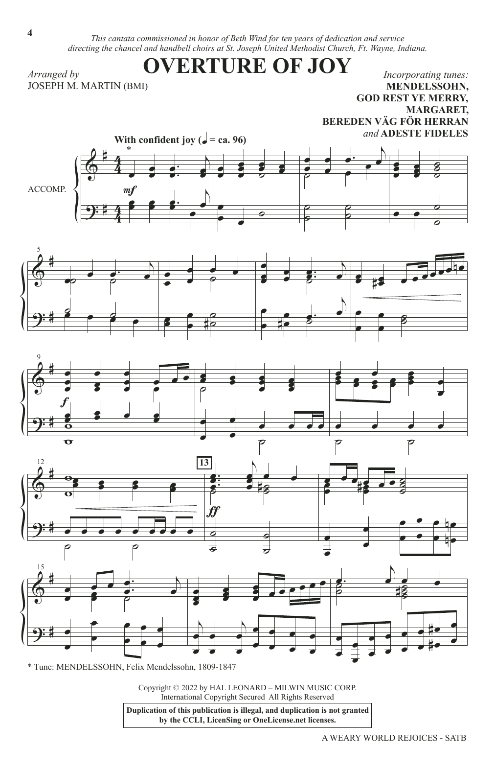 Joseph M. Martin A Weary World Rejoices (A Chamber Cantata For Christmas) sheet music, chords, lyrics - Printable PDF for SATB Choir