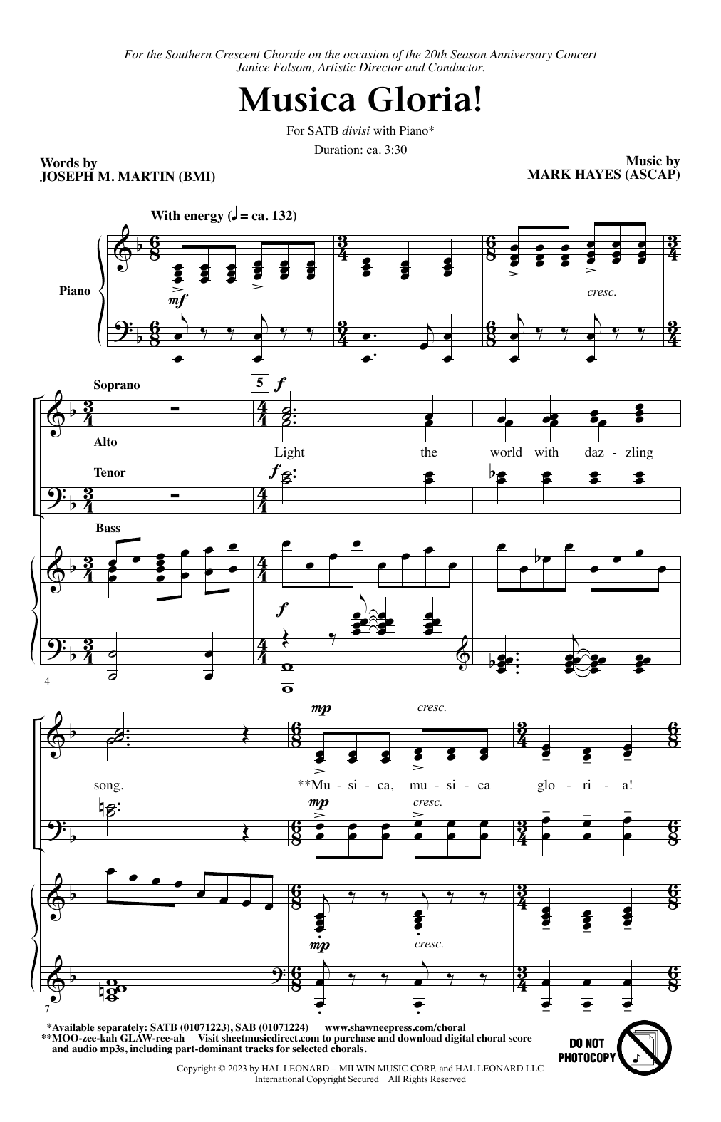 Joseph M. Martin and Mark Hayes Musica Gloria! sheet music, chords, lyrics - Printable PDF for Choir
