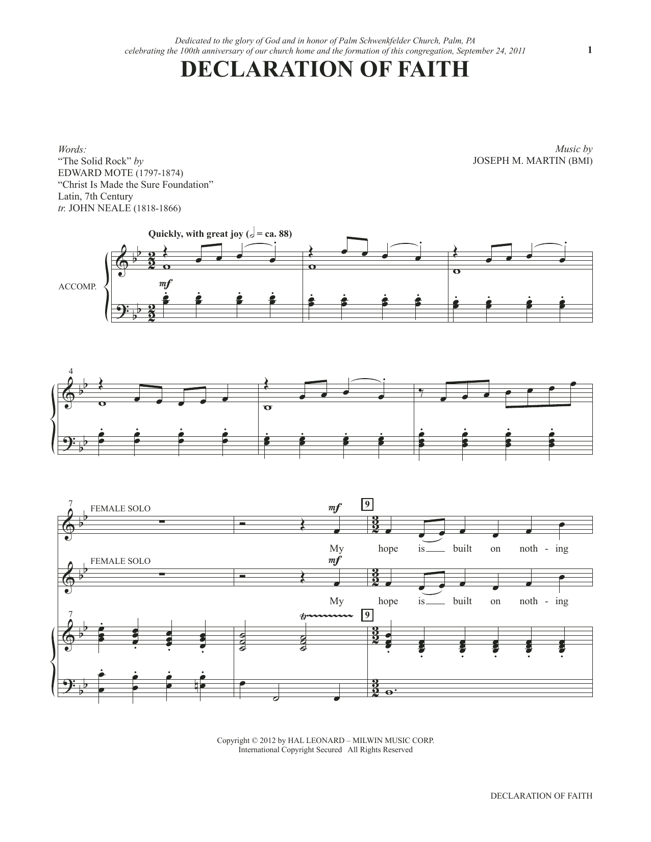 Joseph M. Martin Declaration Of Faith (from Voices Together: Duets for Sanctuary Singers) sheet music, chords, lyrics - Printable PDF for Vocal Duet