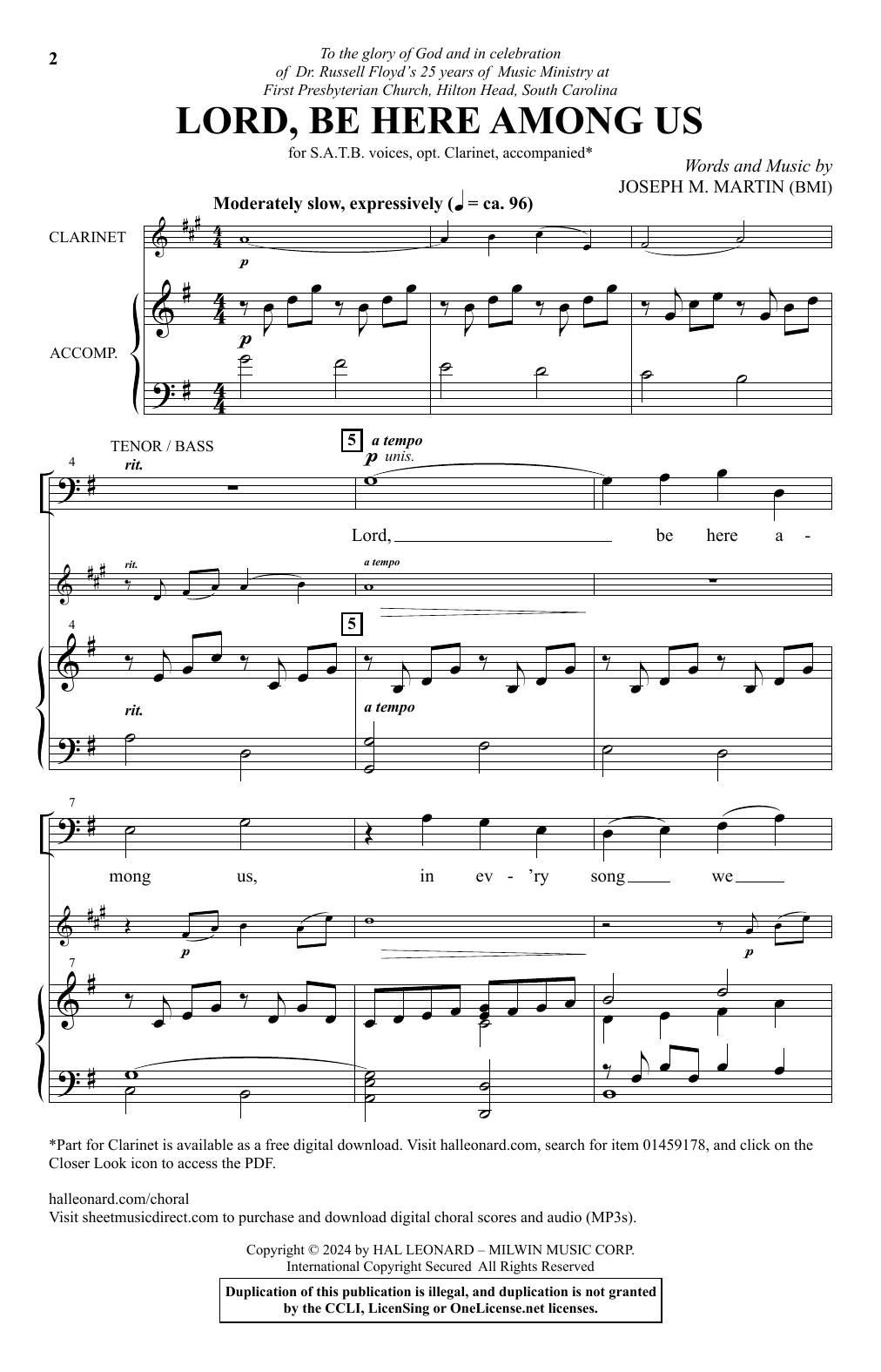 Joseph M. Martin Lord, Be Here Among Us sheet music, chords, lyrics - Printable PDF for SATB Choir