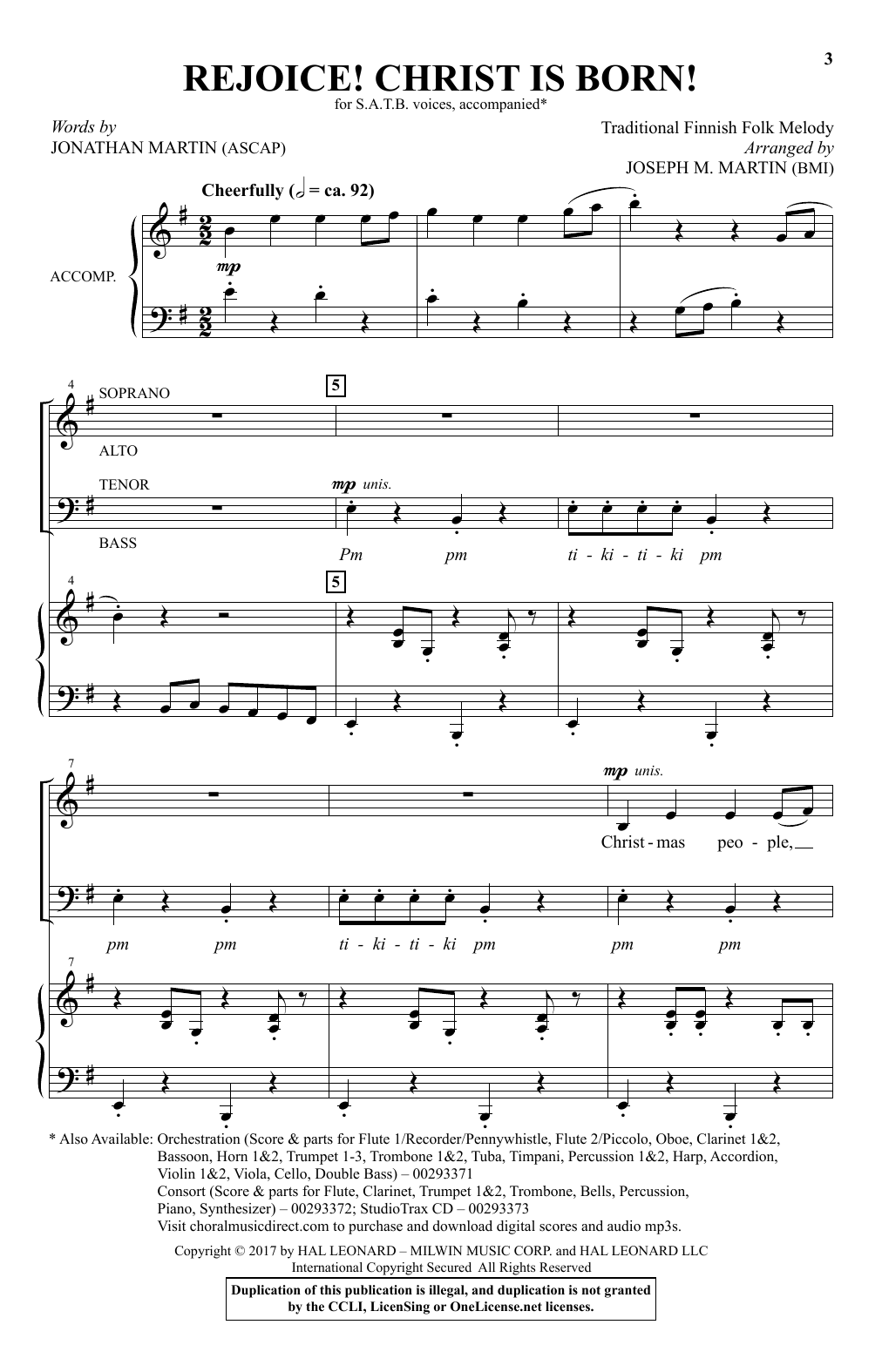 Joseph M. Martin Rejoice! Christ Is Born! sheet music, chords, lyrics - Printable PDF for SATB Choir