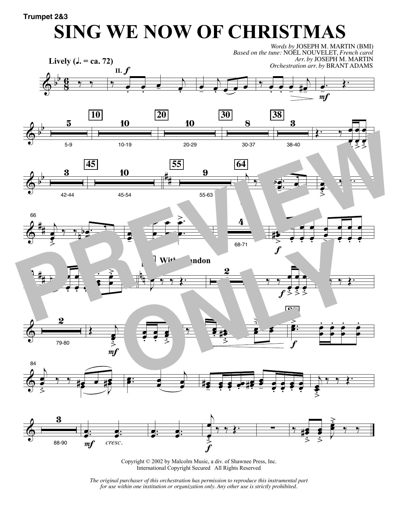 Joseph M. Martin Sing We Now Of Christmas (from Morning Star) - Bb Trumpet 2,3 sheet music, chords, lyrics - Printable PDF for Choir Instrumental Pak