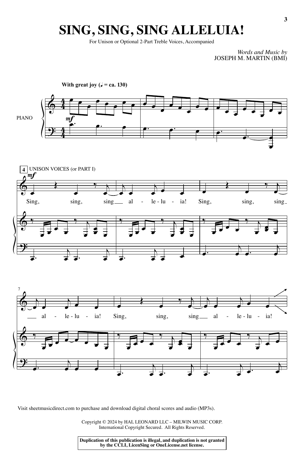 Joseph M. Martin Sing, Sing, Sing Alleluia! sheet music, chords, lyrics - Printable PDF for Choir