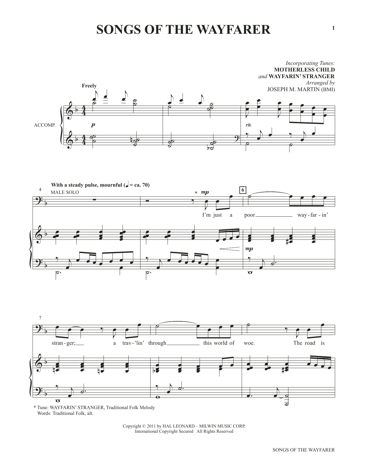 Joseph M. Martin Songs Of The Wayfarer (from Voices Together: Duets for Sanctuary Singers) sheet music, chords, lyrics - Printable PDF for Vocal Duet