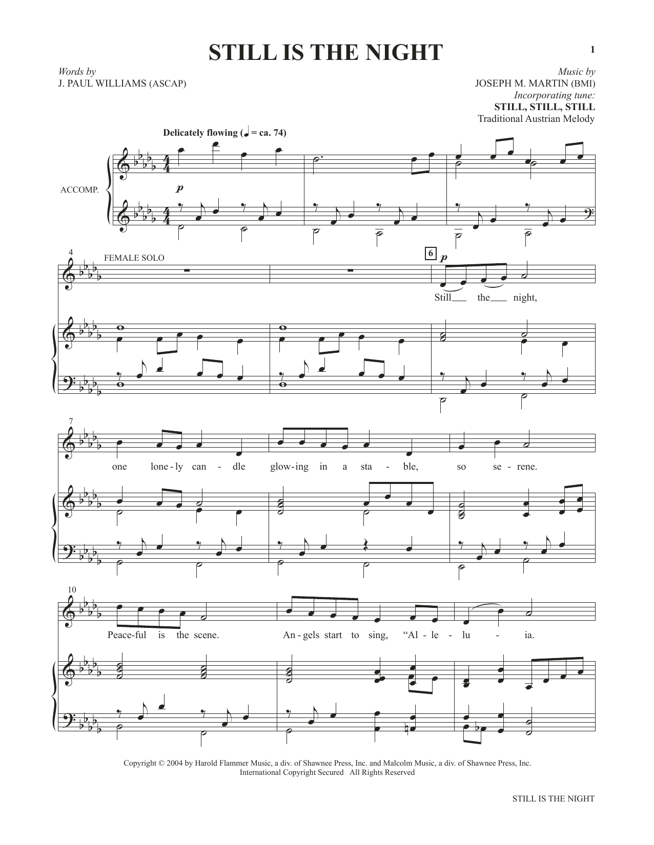 Joseph M. Martin Still Is The Night (from Voices Together: Duets for Sanctuary Singers) sheet music, chords, lyrics - Printable PDF for Vocal Duet