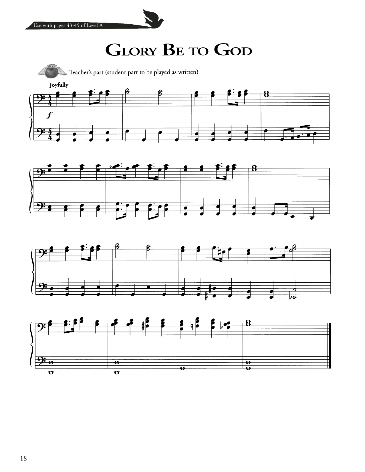 Joseph Martin, David Angerman and Mark Hayes Glory Be To God sheet music, chords, lyrics - Printable PDF for Piano Method