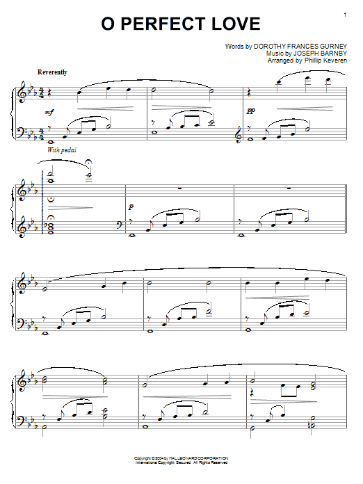 Learn to play Joseph Barnby O Perfect Love sheet music for Piano, Vocal & Guitar (Right-Hand Melody) in minutes. Joseph Barnby O Perfect Love sheet music preview music notes and score for Piano, Vocal & Guitar (Right-Hand Melody) including 2 page(s)