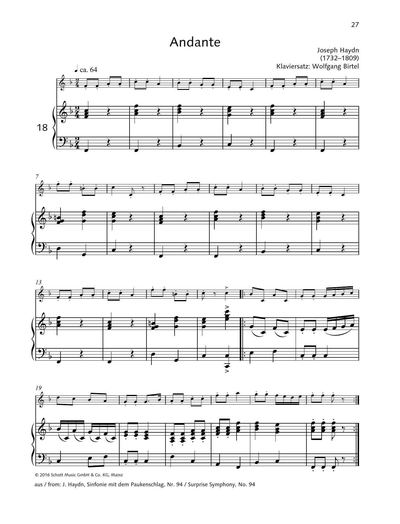 Learn to play Joseph Haydn Andante sheet music for String Solo in minutes. Joseph Haydn Andante sheet music preview music notes and score for String Solo including 2 page(s)