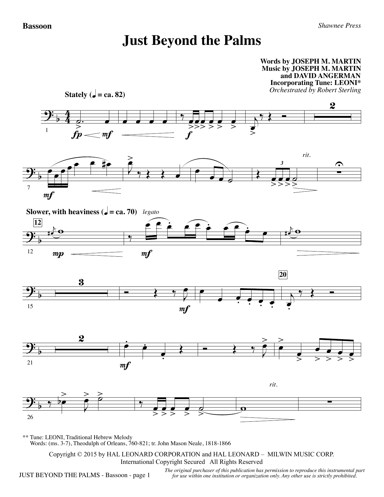 Learn to play Joseph M. Martin Just Beyond the Palms - Bassoon sheet music for Choir Instrumental Pak in minutes. Joseph M. Martin Just Beyond the Palms - Bassoon sheet music preview music notes and score for Choir Instrumental Pak including 2 page(s)