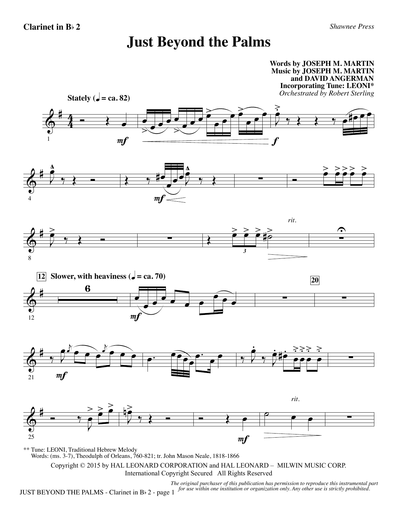 Learn to play Joseph M. Martin Just Beyond the Palms - Bb Clarinet 2 sheet music for Choir Instrumental Pak in minutes. Joseph M. Martin Just Beyond the Palms - Bb Clarinet 2 sheet music preview music notes and score for Choir Instrumental Pak including 2 page(s)