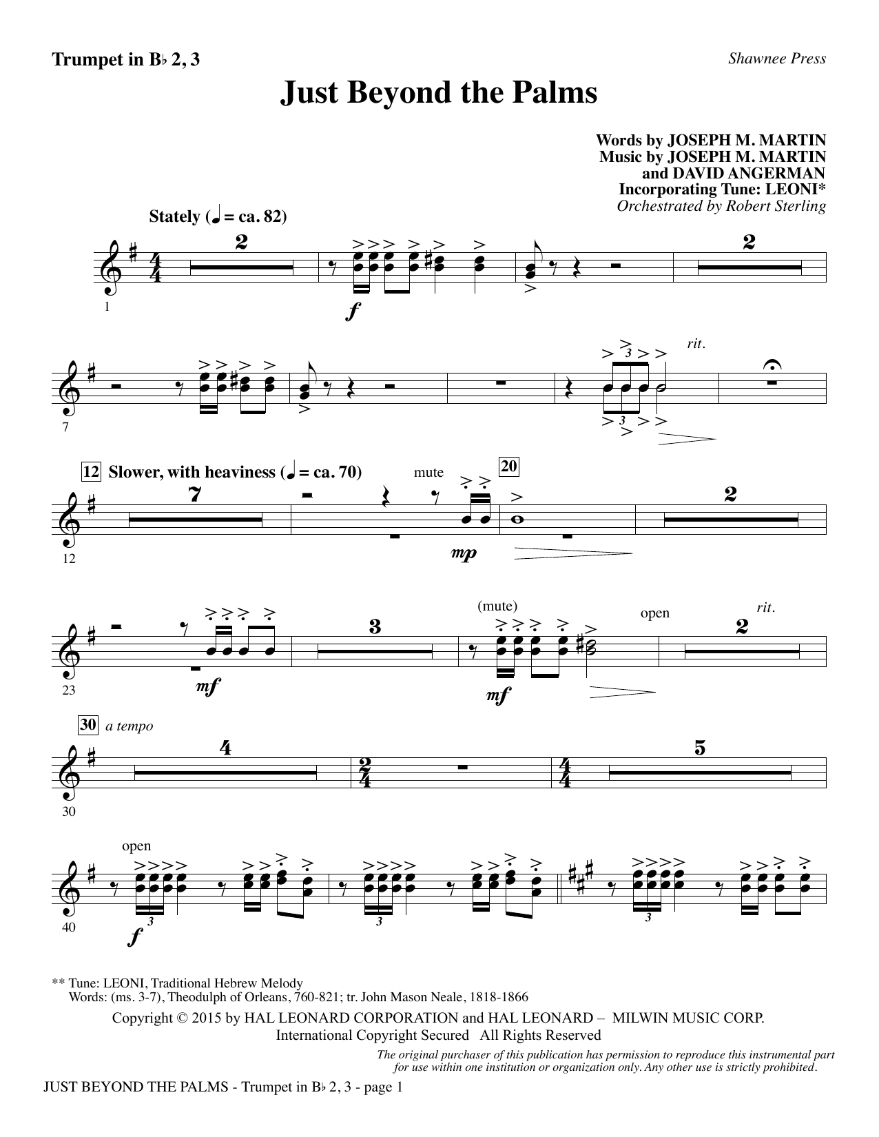 Learn to play Joseph M. Martin Just Beyond the Palms - Bb Trumpet 2,3 sheet music for Choir Instrumental Pak in minutes. Joseph M. Martin Just Beyond the Palms - Bb Trumpet 2,3 sheet music preview music notes and score for Choir Instrumental Pak including 2 page(s)