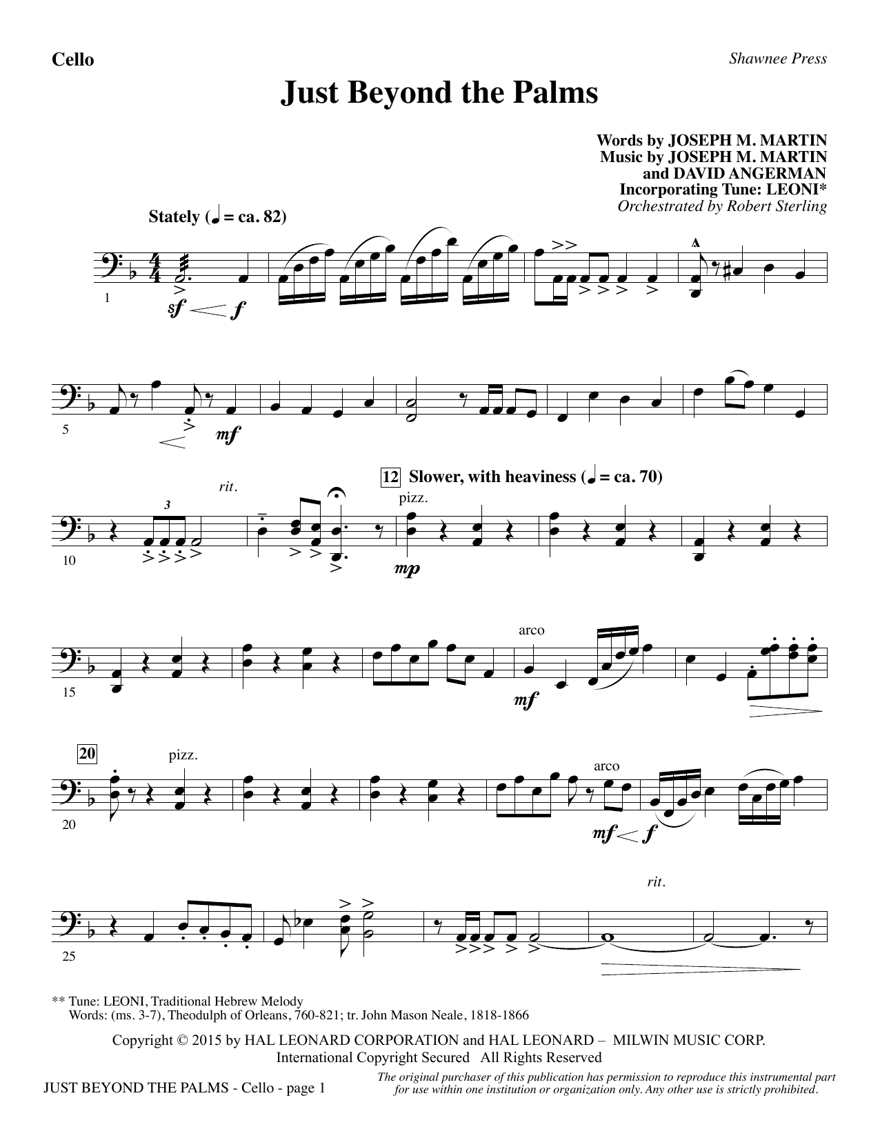 Learn to play Joseph M. Martin Just Beyond the Palms - Cello sheet music for Choir Instrumental Pak in minutes. Joseph M. Martin Just Beyond the Palms - Cello sheet music preview music notes and score for Choir Instrumental Pak including 2 page(s)